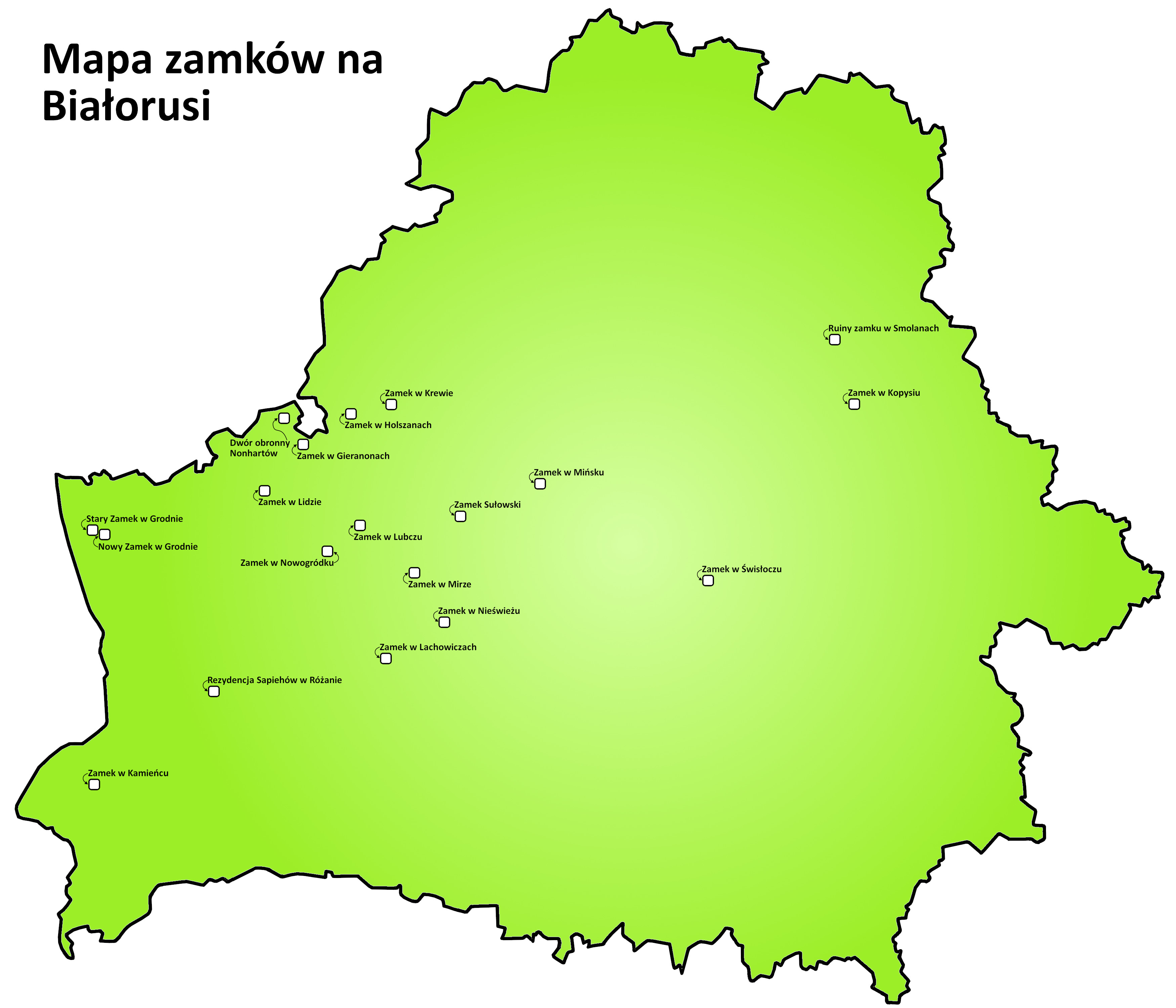 Mapa zamków na Białorusi