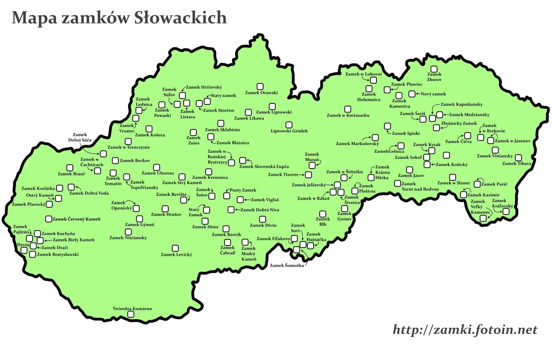 Słowacja mapa zamków