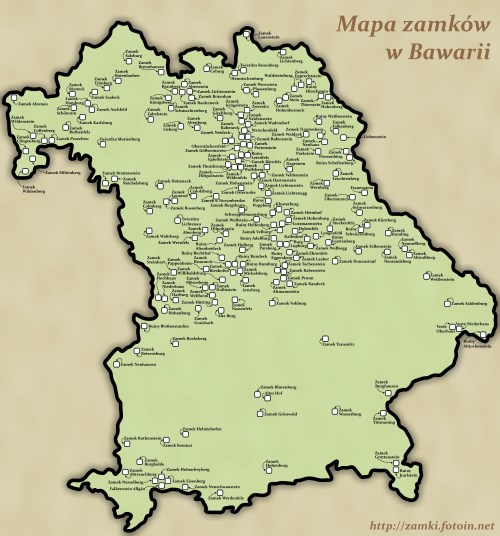 Mapa zamków w Bawarii